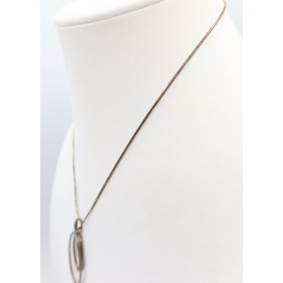 Sterling Silver 925 Double Oval Loop Pendant Chaint Necklace 16" - Picture 4 of 10